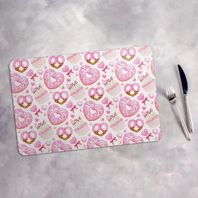 Produktbild von Tischset 6x45x30 cm Platzset Tischmatte Platzmatte Untersetzer - Donut Muffin Brezel Lutscher