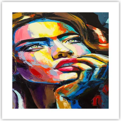 Produktbild von Poster - Poster ohne Rahmen - Mädchen Gesicht - 40x40 cm - Wand Bild - Wanddeko - Wandbilder - Kunstposter - Wandposter - Bilder - Kunstdruck - Wanddekoration - Wandbild - P2XAC40x40-3456