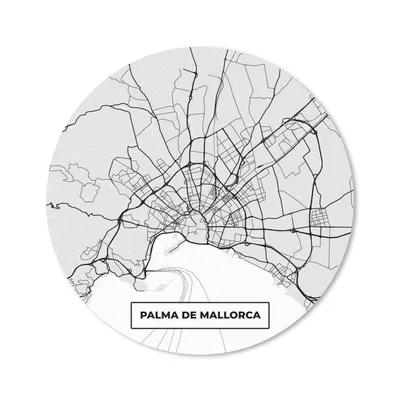 Produktbild von MuchoWow® Mauspad Mousepad Mallorca - Stadtplan - Schwarz und weiß - Karte 50x50 cm - Mousepads - Maus Mat - Pad - Mausunterlage - Vinyl