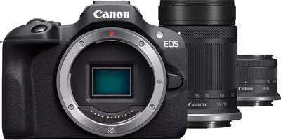 Produktbild von EOS R100 Gehäuse + RF-S 18-45mm F4.5-6.3 IS STM + RF-S 55-200mm F5-7.1 IS STM Kit Systemkamera