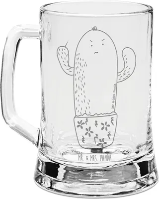 Produktbild von Mr. & Mrs. Panda Krug Kaktus Wut - Transparent - Geschenk, Humpen, Kakteen, Seidel, Büro, Chefin, Kollegin, Bierkrug Mit Gravur, Kollege, Glaskrug, Bierhumpen