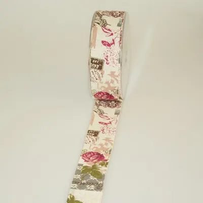Produktbild von Dekoband "Vintage-Post-Card" - 38mm - 20m - col. 53 beige, rosa - 73-38-20-53