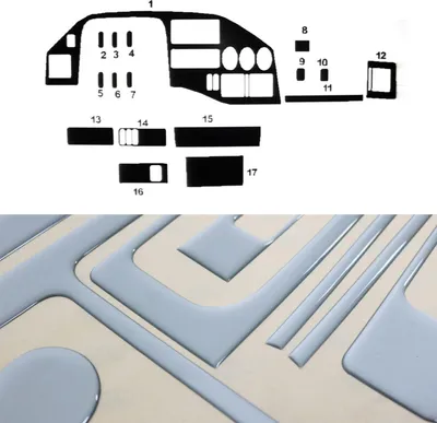 Obrázek produktu pro Interiérový dekor kokpit pro Mercedes Sprinter 1995-2000 hliníkový vzhled 17 ks