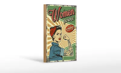 Produktbild von Holzschild Retro 12x18cm Pinup women power Girl stronger