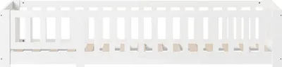 Image de Lit d'enfant - Lit au sol Montessori - 90 x 200 cm - Pin massif - Avec barrière de sécurité - Sans tiroirs - Blanc