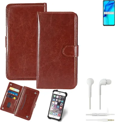 Produktbild von K-S-Trade 360° Hülle kompatibel mit Huawei Maimang 9 inkl. Headphones braun Kunstleder Case BookCase WalletCase Kunstlederederhülle Handyhülle,