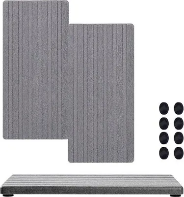 Produktbild von Famanu Wasserabsorbierender Stein Set von 2 - Diatomeeerde Seifenschale Grau 21 x 10 cm