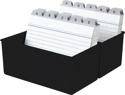 Produktbild von Karteikartenbox A8 quer inkl. 100 Karten und Register schwarz Packung mit 6 Stück