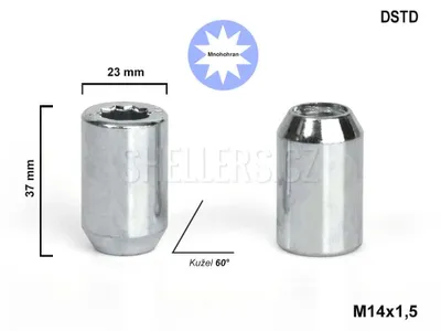 Obrázek produktu pro Kolová matice M14x1,5 kužel s vnitřním mnohohranem, DSTD, výška 37, Ø 23 mm