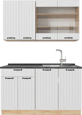 Produktbild von Singleküche Vicco Fame-Line Weiß Landhaus 140 cm , AP Anthrazit, Model 57255