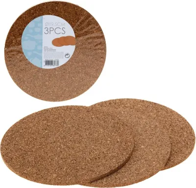 Immagine prodotto di Sottobicchieri in sughero Basic 19,5 x 0,6 cm, 3 pezzi