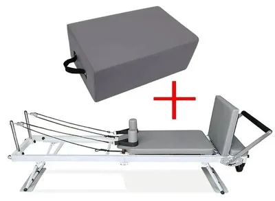 Produktbild von Pilates Reformer - Klappbares Heimgerät - Verstellbarer Federwiderstand - Fußstange - Mit Box - Max. 500 kg - Feder-Typ + Box
