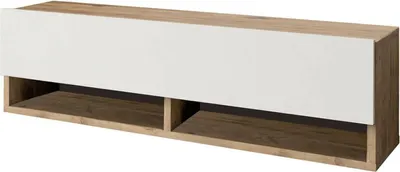 Produktbild von Fernsehschrank Dfantin, Ständer für Wohnzimmerfernseher, Niedriges Wohnzimmer-Sideboard, TV-Ständerbasis, 100x32h29 cm, Eiche und Weiß