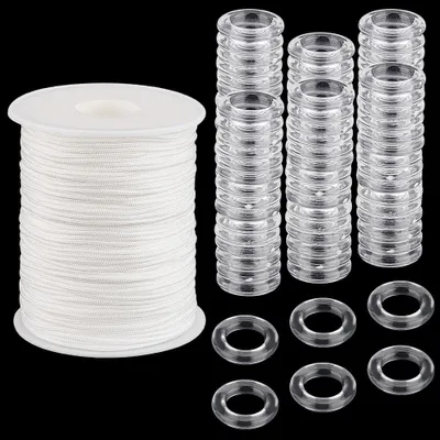 Vorhangzugseil 91 m, 2 mm, weiß, 100 Ringe, Nylon