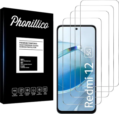 Immagine prodotto di Vetro temperato per Xiaomi Redmi 12 5G [4 pezzi] Pellicola protettiva dello schermo Antigraffio Resistente al vetro Phonillico®
