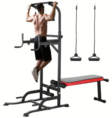 Obrázek produktu pro Domácí fitness stanice s hrazdou a lavičkou – multifunkční posilovací rám pro posilování