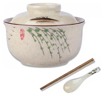 Productafbeelding van Keramische soepkommen set, 800 ml, grote kommen voor ramen en pasta, geschikt voor udon en salades