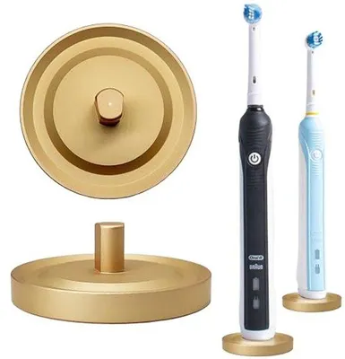 Produktbild von Elektrische Tandbürstenhalter, Aluminiumhalter mit hygienischer Leckbucht, matt Gold