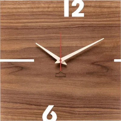Produktbild von Huamet Holz-Wanduhr Puhr Nuss eckig