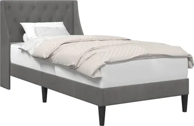 Image de vidaXL Cadre de lit avec tête de lit Gris foncé 90 x 200 cm Velours