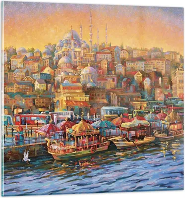 Produktbild von Bilder auf glas - Einteilig - Farben Stadt Türkei - 40x40cm - Glasbilder - Wandbilder - Bilder - zum Aufhängen bereit - Wanddekoration aus Glas - Glas Bilder - Wandbild auf Glas - GAC40x40-4987