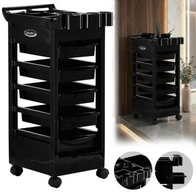 Image de Desserte de coiffure W-X108, chariot assistant sur roulettes avec tiroirs pour salon de beauté, idéale pour la coloration.