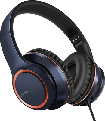Produktbild von LORELEI X8 Over-Ear-Kopfhörer mit Kabel und Mikrofon, 1,45 m verwicklungsfreie Nylonlinie, 3,5 mm Stecker, leichte, faltbare und tragbare Kopfhörer