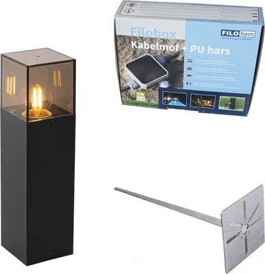 Produktbild von Stehende Außenleuchte Schwarz mit Rauchglas 30 cm Dänemark