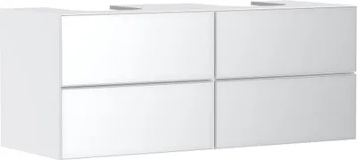 Produktbild von Waschtischunterschrank Xevolos E 1370x555x550mm Ko mweiß Fr weiß metallic Korpus mattweiß Front weiß metallic