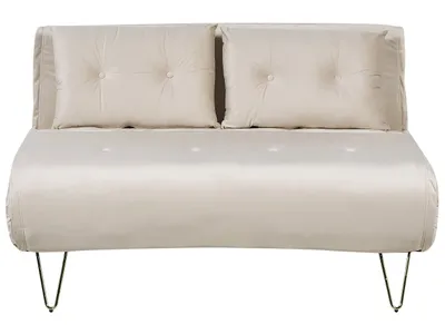 Produktbild von BELIANI Schlafsofa 2-Sitzer beige Samtstoff Zierkissen Metallbeine in Gold verstellbare Rückenlehne Minimalistisch Glamourös Wohnzimmer