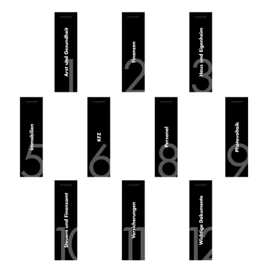 Produktbild von europrotokoll 10er Komplett-Set Rückenschilder für DIN A4 Ordner, beschriftete Einsteckschilder im Format 53 x 186 mm, passend für 8 cm Ordner