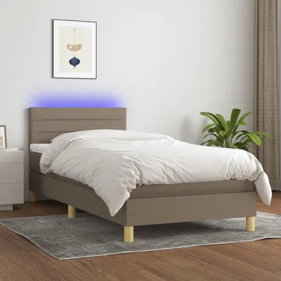 Produktbild von Design Möbel Boxspringbett mit Matratze & LED Taupe 90x190 cm Stoff - 2024 Neu