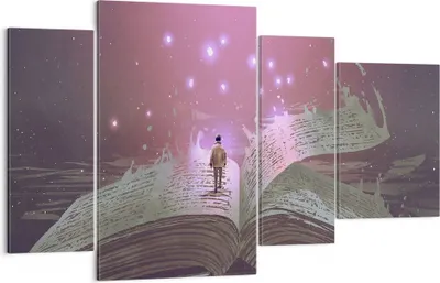 Produktbild von Bild auf Leinwand - Leinwandbild - Fantasy Buch - 120x70cm - Wand Bild - Wanddeko - Wandbilder - Leinwanddruck - Bilder - Kunstdruck - Wanddekoration - Leinwand bilder - Wandkunst - DL120x70-4010