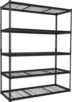 Produktbild von Metallregal für Garage - Schwerlastregal 5 Ebenen - 122x46x180 cm - Rostbeständig - Freistehend - Schwarz