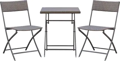 Produktbild von Polyrattan Bistroset für 2 Personen Sitzgruppe Rattan Gartenmöbel Set Garnitur Schwarz