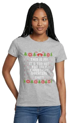 Produktbild von Spreadshirt Too Hot For Ugly Christmas Sweaters Frauen T-Shirt, M, Grau meliert