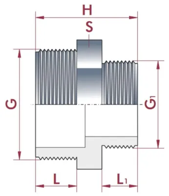 Obrázek produktu pro PVC - U dvojitá vsuvka redukovaná AG 2 1/2" x 1 1/4"