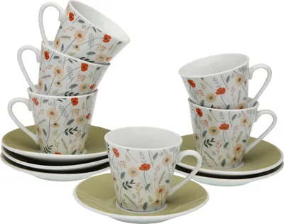 Produktbild von Set aus 6 Teetassen mit Teller Versa verdi Porzellan