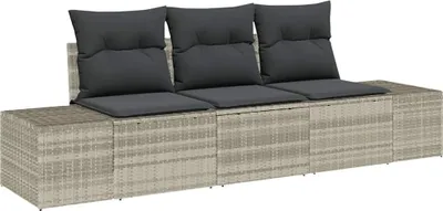Obrázok produktu pre Sada pohoviek s vankúšom 3 pcs Svetlosivá polyratan