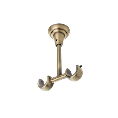 Produktbild von MDEKOR Deckenträger 2-läufig Antik Gold Deckenhalter mit Metallmontageplatte für Gardinenstange 19 mm Abstand kürzbar