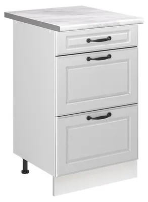 Immagine prodotto di Mobiletto base per cucina Vicco R-Line Bianco country/Bianco 50 cm piano di lavoro Marmo, Model 69729