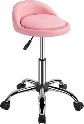 Produktbild von Yaheetech Barhocker Rollhocker Drehhocker Arbeitshocker Bürohocker Drehstuhl Praxishockermit Rollen Massage Salon, aus Kunstleder, Höhenverstellbar Rosa