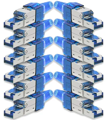 Produktbild von 12x Netzwerkstecker CAT 7 Werkzeuglos RJ45 Netzwerk Stecker Verlegekabel Metall