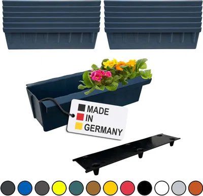 Produktbild von BURI 12 Euro-Paletten Blumenkästen-Einsätze inkl. Bewässerungsmatte | mit Hängesystem zum Einhängen | 37,3cm Anthrazit | Pflanzkasten für Europalette Palette | Balkonkasten | Blumentopf | stabil