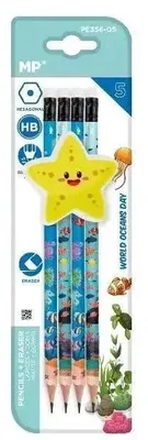 Produktbild von Ołówek sześciokątny HB z gumką - motywy zwierzęce