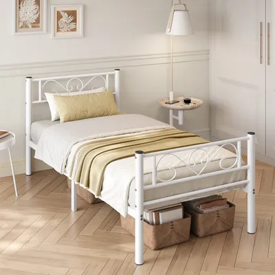 Produktbild von VASAGLE Bettgestell 90 x 190 cm, mit Kopfteil, hochtragfähig, mehrere Größen verfügbar, Metallbett, Bettrahmen