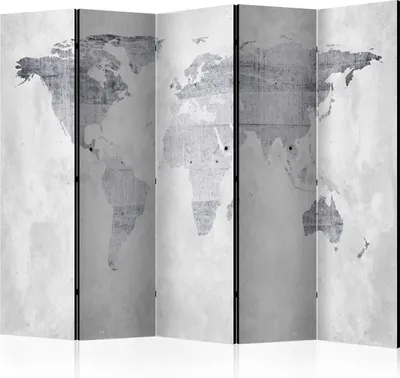 Produktbild von 5-teiliger Doppelseitiger Vlies Paravent - Concrete Map 225x172 cm Karten k-A-0015-z-c