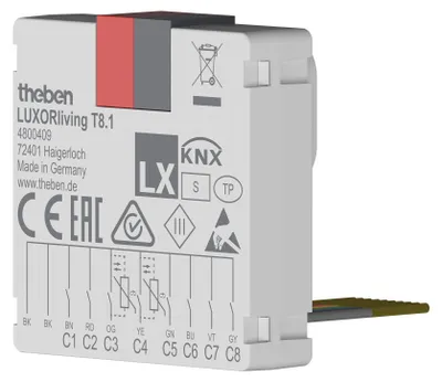 Produktbild von Theben LUXORliving T8.1 8-fach Tasterschnittstelle Binäreingang UP 4800409