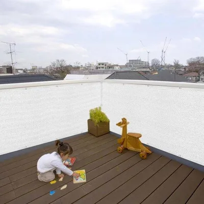 Image de Protection de terrasse - Brise-vent pour balcon - Plus d'intimité - Résistant aux intempéries - 190 x 850 cm - Blanc
