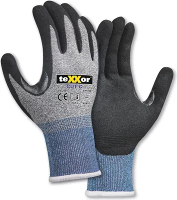 Produktbild von teXXor Schnittschutz-Strickhandschuhe CUT C grau/blau/schwarz 2610 Größe 10